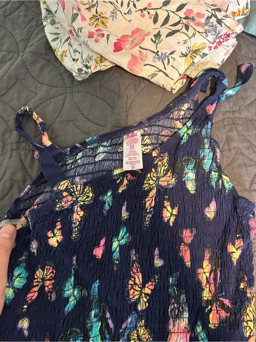 Justice Navy Maxi Skirt with Multicolor Butterfly Print